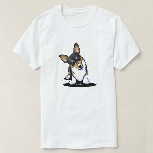 KiniArt Tri Curious Corgi T-shirt (Design voorkant)