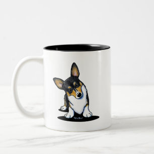 KiniArt Tri Curious Corgi Tweekleurige Koffiemok