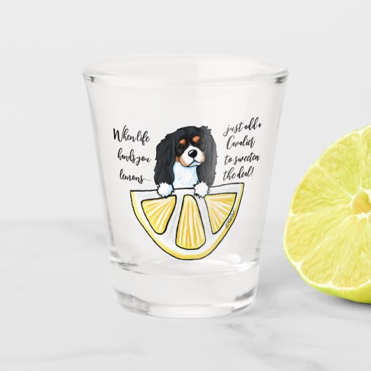 KiniArt Tricolor Cavalier Life Lemons Shot Glass Shot Glas (Voorkant)