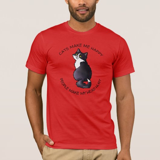 KiniArt Tuxedo Cat Lover T-Shirt (Voorkant)
