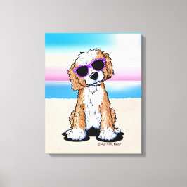 KiniArt Tuxedo Doodle Dog Beach Canvas Afdruk