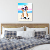 KiniArt Tuxedo Doodle Dog Beach Canvas Afdruk (Insitu (Slaapkamer))