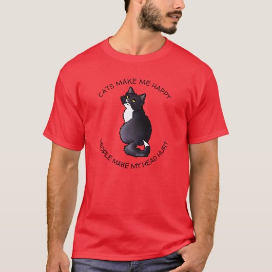 KiniArt Tuxedo Kitty Cat Lover T-Shirt (Voorkant)
