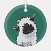 KiniArt Valais Blerkse Sheep Glass Ornament (Voorkant)