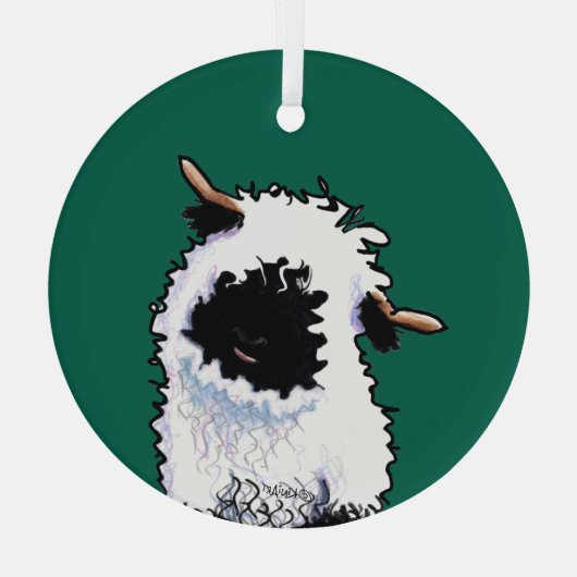 KiniArt Valais Blerkse Sheep Glass Ornament (Achterkant)