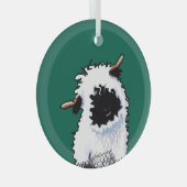 KiniArt Valais Blerkse Sheep Glass Ornament (Voorkant Rechts)