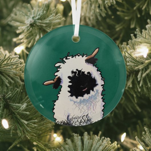 KiniArt Valais Blerkse Sheep Glass Ornament (Insitu)
