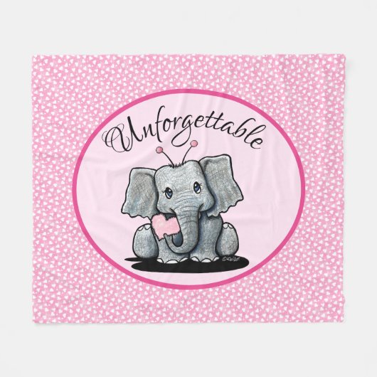 KiniArt Valentijns Olifant Fleece Deken (Voorkant (Horizontaal))