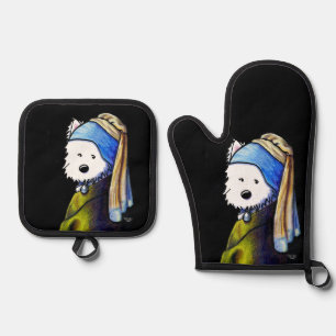 KiniArt Vermeer Westie Ovenwant en Pannenlap Set