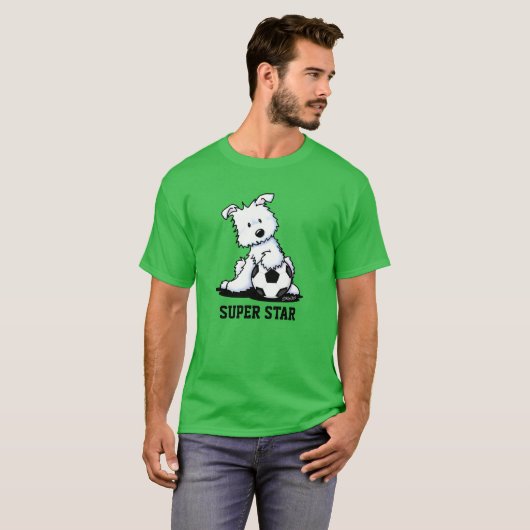 KiniArt Voetbal Westie Puppy T-shirt (Voorkant volledig)