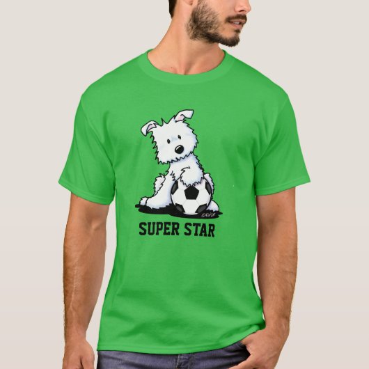 KiniArt Voetbal Westie Puppy T-shirt (Voorkant)