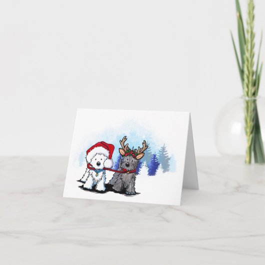 KiniArt Walking Buddies-kerstKaart Bedankkaart (Voorkant)