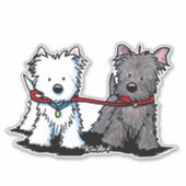 KiniArt Walking Terrier Duo Vinyl Sticker (Voorkant)