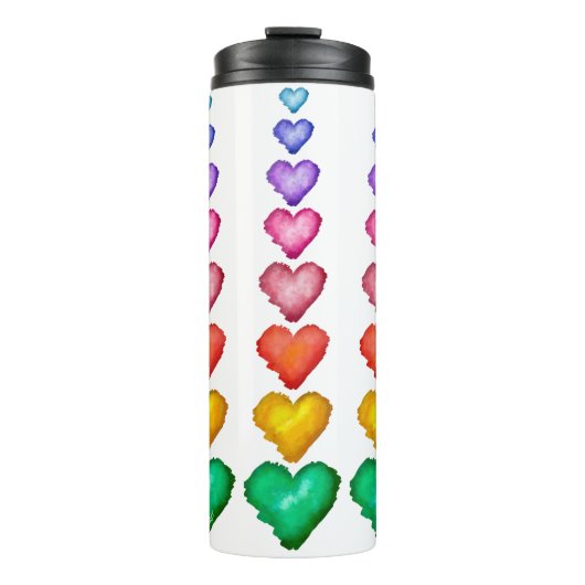 KiniArt Waterkleurige harten Thermosbeker (Voorkant)