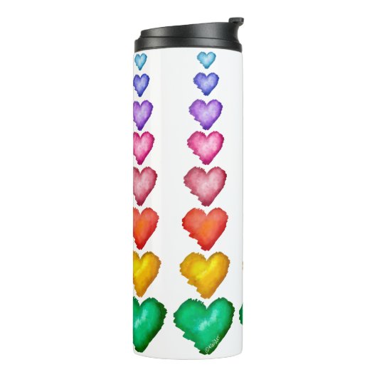 KiniArt Waterkleurige harten Thermosbeker (Gedraaid links)