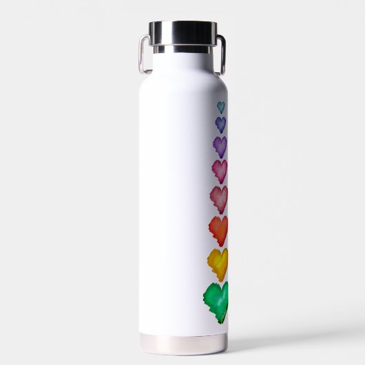 KiniArt Waterkleurige Hearts Water Bottle Waterfles (Voorkant)