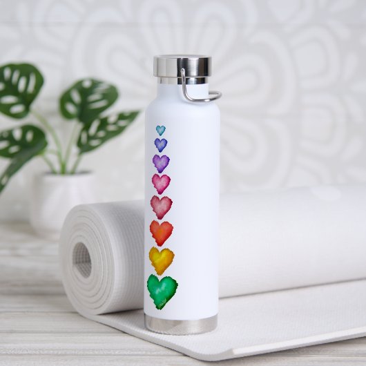 KiniArt Waterkleurige Hearts Water Bottle Waterfles (Yoga)