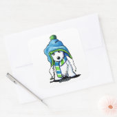 KiniArt Wee Winter Westie Vierkante Sticker (Envelop)