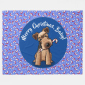 KiniArt Welsh Terrier Kerst Fleece Deken (Voorkant (Horizontaal))