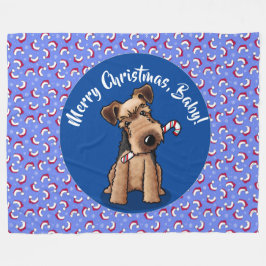 KiniArt Welsh Terrier Kerst Fleece Deken