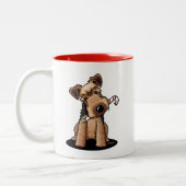 KiniArt Welsh Terrier Kerst Tweekleurige Koffiemok (Links)