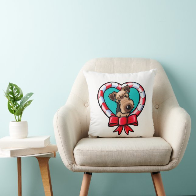 KiniArt Welsh Terrier Kerstdecoratie Kussen (Stoel)