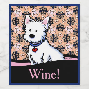 KiniArt West Highland Terrier  Wijn Etiket