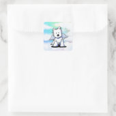KiniArt Westie Angel Rainbow Vierkante Sticker (Tas)