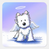 KiniArt Westie Angel Vierkante Sticker (Voorkant)