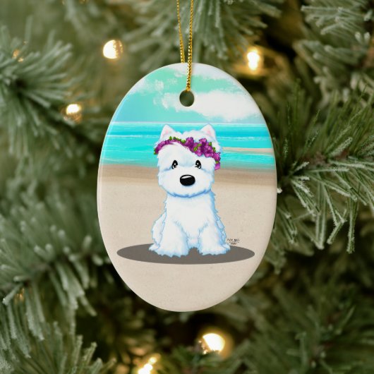 KiniArt ™️ Westie Beach Blossom Keramisch Ornament (Boom)