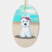 KiniArt ™️ Westie Beach Blossom Keramisch Ornament (Links)