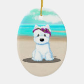 KiniArt ™️ Westie Beach Blossom Keramisch Ornament (Voorkant)