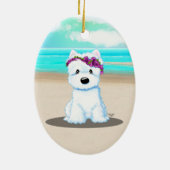KiniArt ™️ Westie Beach Blossom Keramisch Ornament (Achterkant)