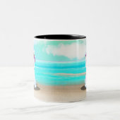 KiniArt™️ Westie Beach Blossom Tweekleurige Koffiemok (Center)