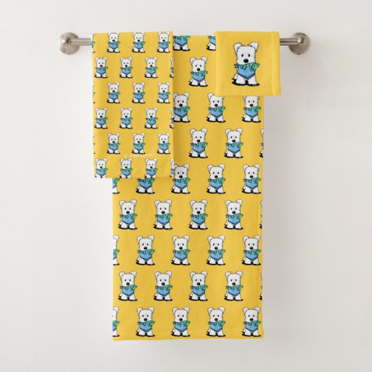 KiniArt Westie Besties Bath Towel Set Bad Handdoek (Insitu)