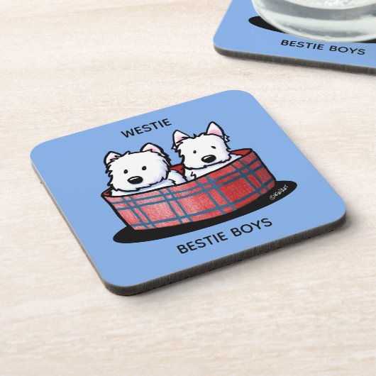 KiniArt Westie Besties Bier Onderzetter (Linkerzijde)