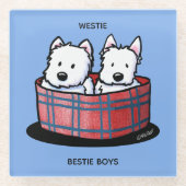 KiniArt Westie Besties Glazen Onderzetter (Voorkant)