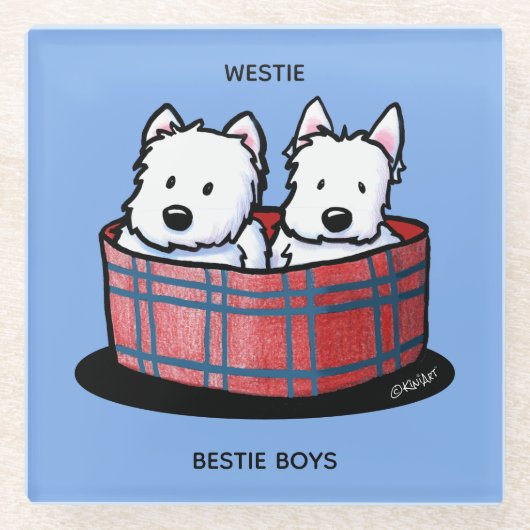 KiniArt Westie Besties Glazen Onderzetter (Voorkant)