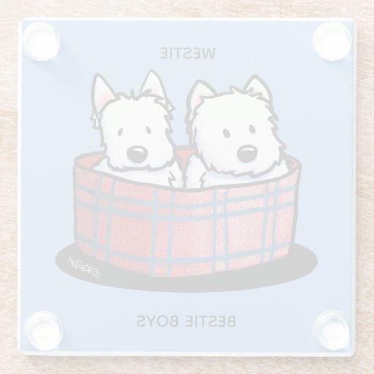 KiniArt Westie Besties Glazen Onderzetter (Achterkant)