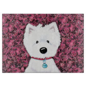 KiniArt Westie Bloem Impressies Snijplank (Voorkant)