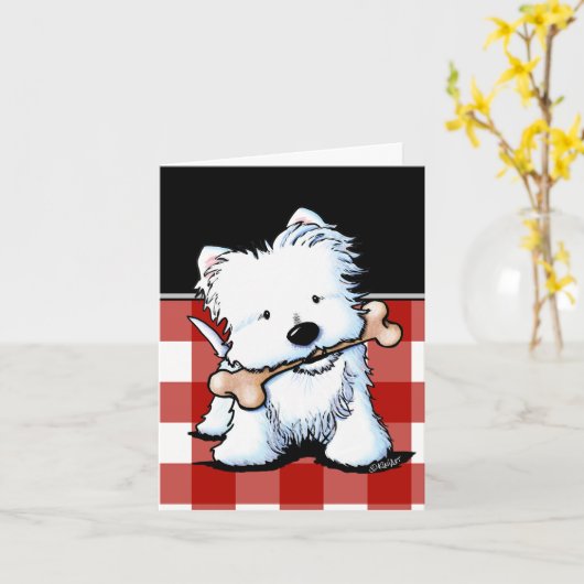 KiniArt Westie Bone Appetit Kaart (Gele Bloem)