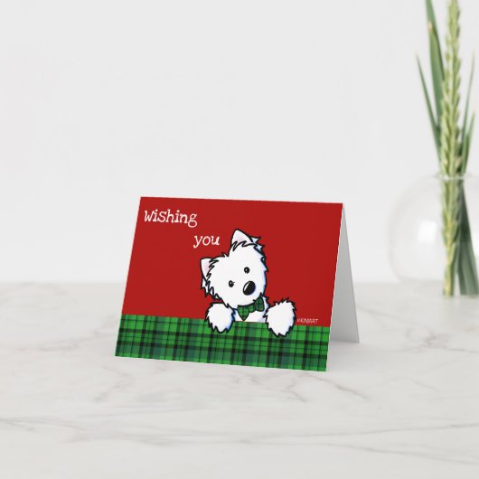 KiniArt Westie Boy kerstKaart Feestdagen Kaart (Voorkant)