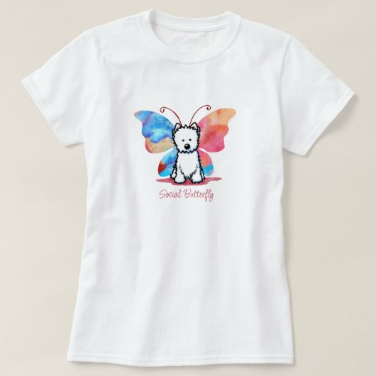 KiniArt Westie Butterfly T-shirt (Design voorkant)