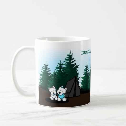 KiniArt Westie Camping Coffee Mok (Links)