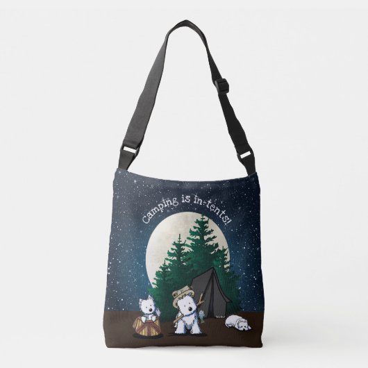 KiniArt Westie Camping Crossbody Tas (Voorkant)