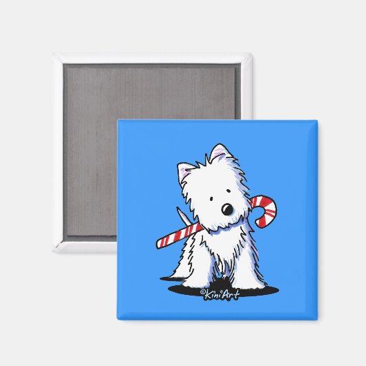 KiniArt Westie Candy Cane Cutie Magnet (Voorkant / Achterkant)