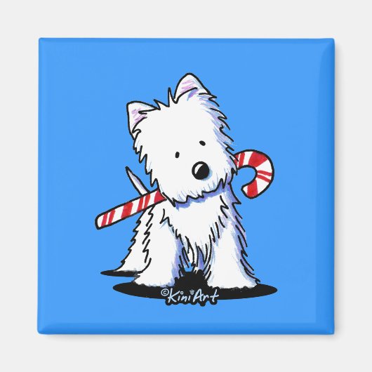 KiniArt Westie Candy Cane Cutie Magnet (Voorkant)