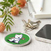 KiniArt Westie Candy Cane Cutie Sleutelhanger (Zijkant)