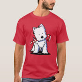KiniArt Westie Candy Cane Cutie T-shirt (Voorkant)