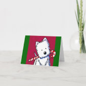 KiniArt Westie Candy Cane kerstKaart Feestdagen Kaart (Voorkant)